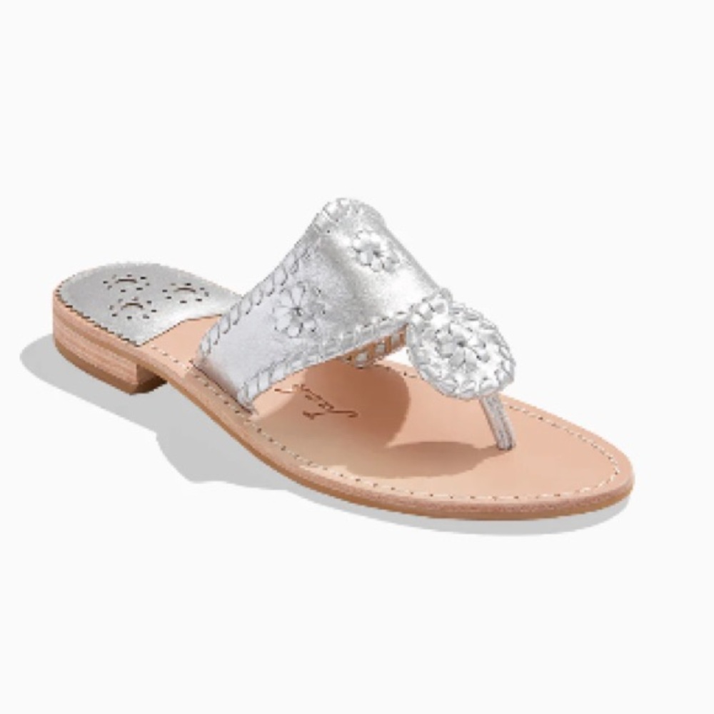 JACK ROGERS JACK FLATS SANDALS IN SILVER 6